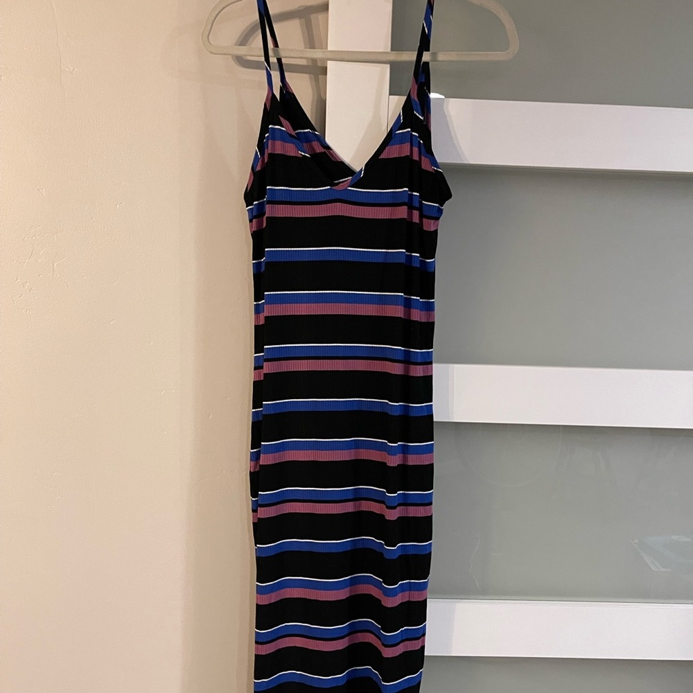 Express ribbed stripe midi dress